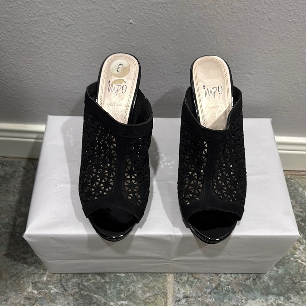 IMPO Women's Black Peep Toe Heels